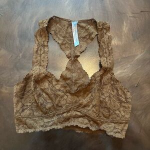 Intimately Free People Brown Lace Racerback Bralette - Size Small S